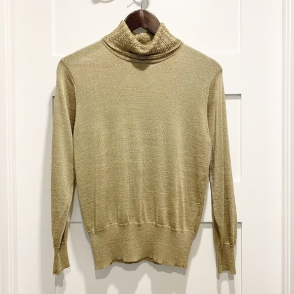 Spanner gold sparkle long sleeve turtleneck sweater - size L - Picture 4 of 10